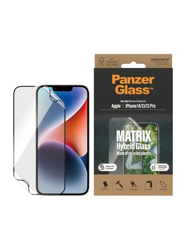 PanzerGlass MATRIX Screen Protector Apple iPhone 14 | 13 Pro | 13 | Ultra-Wide Fit w. AlignerKit