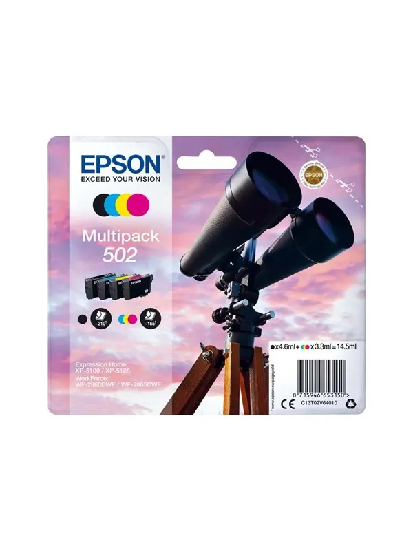 Epson 502 Multipack - 4 pakker - sort gul cyan magenta - original - blækpatron