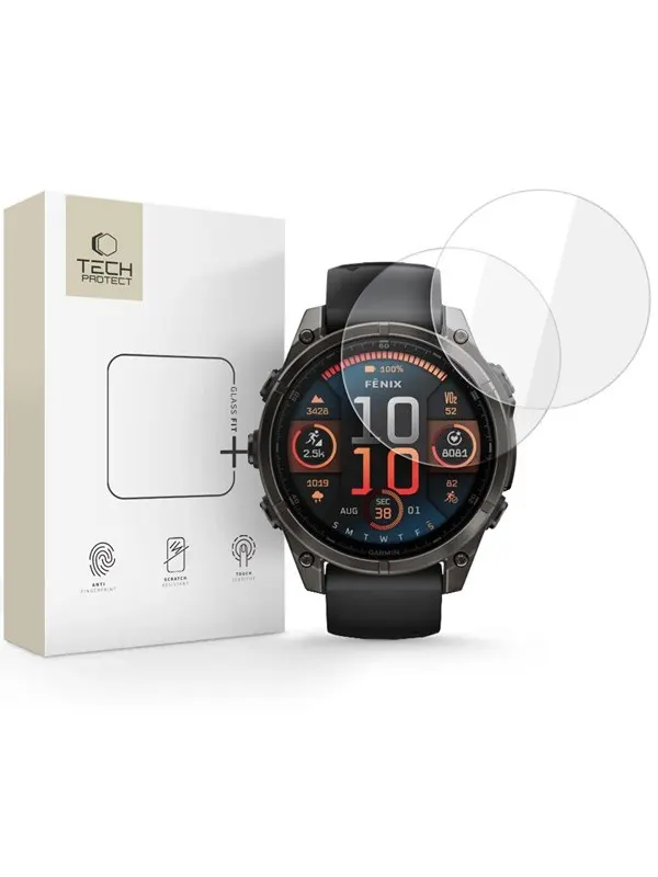 Tech-Protect Glass Fit+ 2-pack Tempered Glass for Garmin Fenix 8 47 mm - Clear