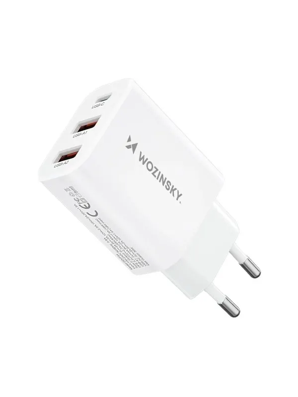 Wozinsky CWCUCW 30W USB-C / 2 x USB-A AC Charger - White