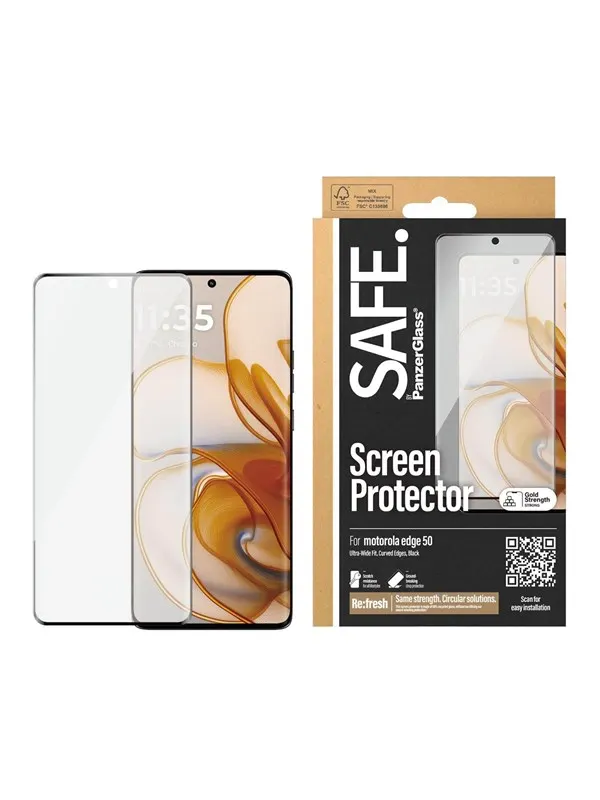 SAFE by PanzerGlass Screen Protector w. Black Frame Motorola edge 50 | Ultra-Wide Fit