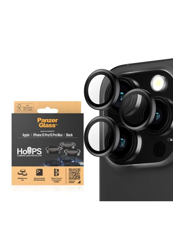 PanzerGlass Hoops™ Camera Lens Protector iPhone 15 Pro | 15 Pro Max | Black Metal