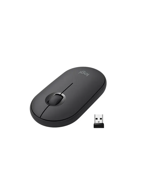 Logitech M350 Pebble Wireless Mouse - Graphite - Mouse - Optic - 3 knappar - Svart