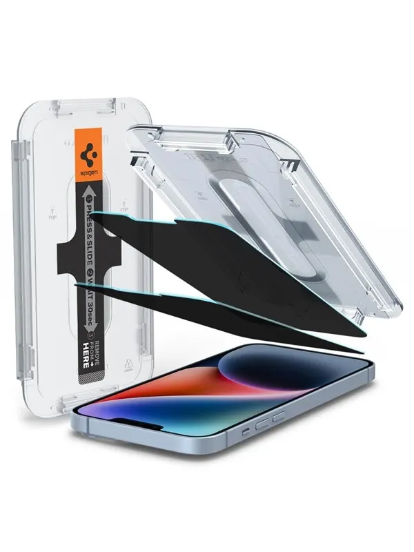 Spigen Glass tR EZ Fit Transparency Sensor Open Privacy 2 Pack - iPhone 16e/14/13/13 Pro