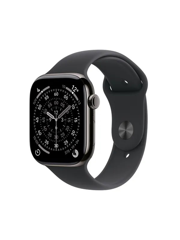 Apple Watch Series 11 GPS + Cellular 46mm Slate Titanium Case with Black Sport Band - M/L