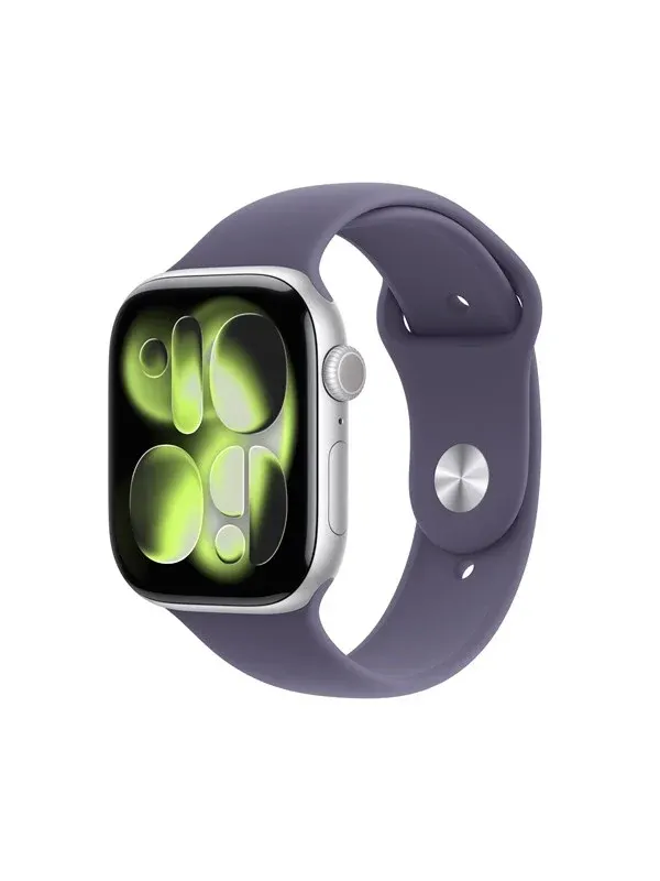Apple Watch Series 11 GPS + Cellular 46mm Silver Aluminium Case with Purple Fog Sport Band - M/L