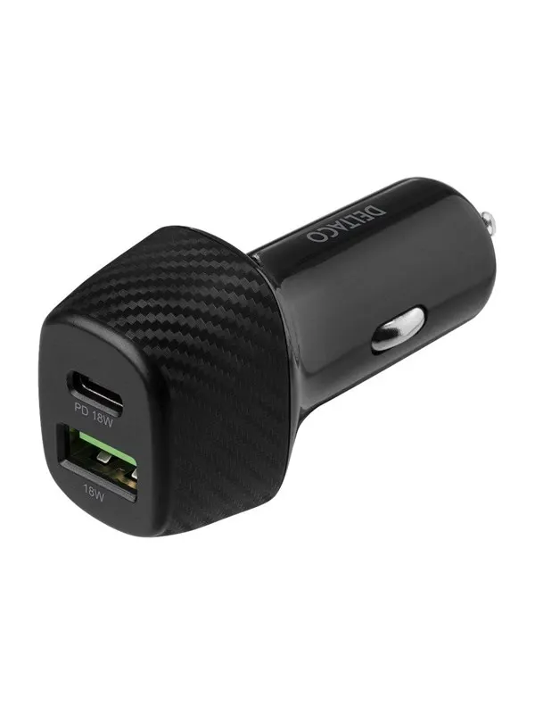 Deltaco USB car charger 1x USB-C PD 18 W 1x USB