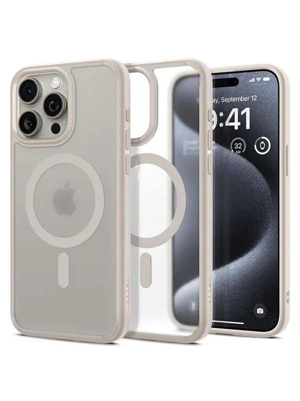 Spigen Ultra Hybrid MagSafe - frost natural titanium - iPhone 15 Pro