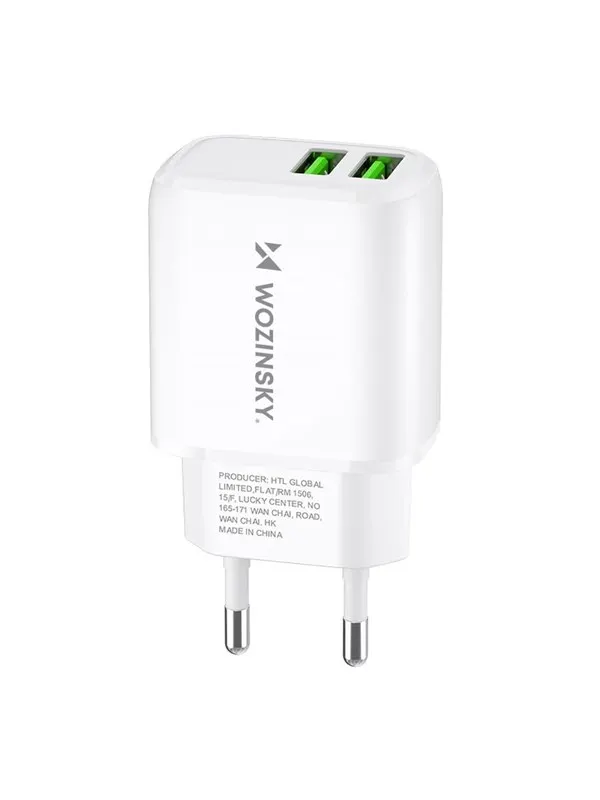 Wozinsky CUWCW 2.4A 2 x USB-A AC Charger - White