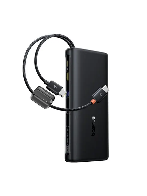 Baseus EnerFill FC41 20000mAh 100W Power Bank with Digital Display and Built-in Dual USB-C Cable - Black - 20000 mAh