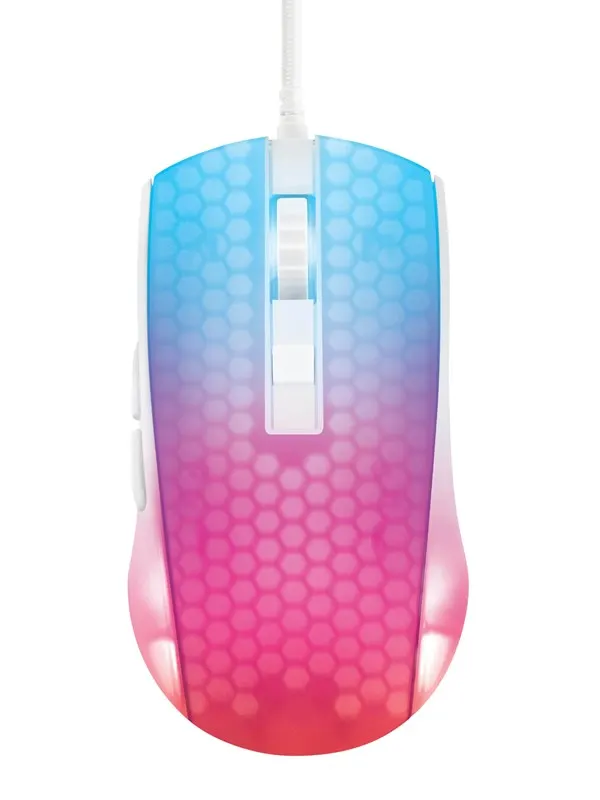 Deltaco GAMING DM310 Transparent RGB Ultralight Wired - Gamingmus - 6 knappar - Vit