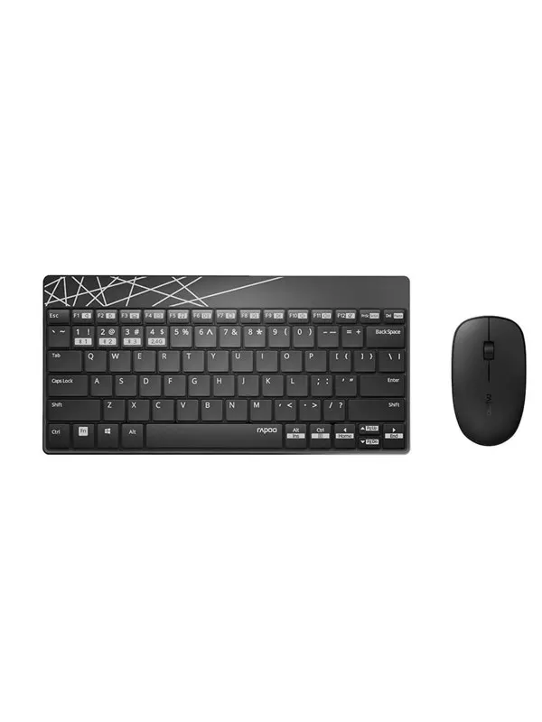 RAPOO 8000M - Tastatur & Mus set - Nordisk - Svart