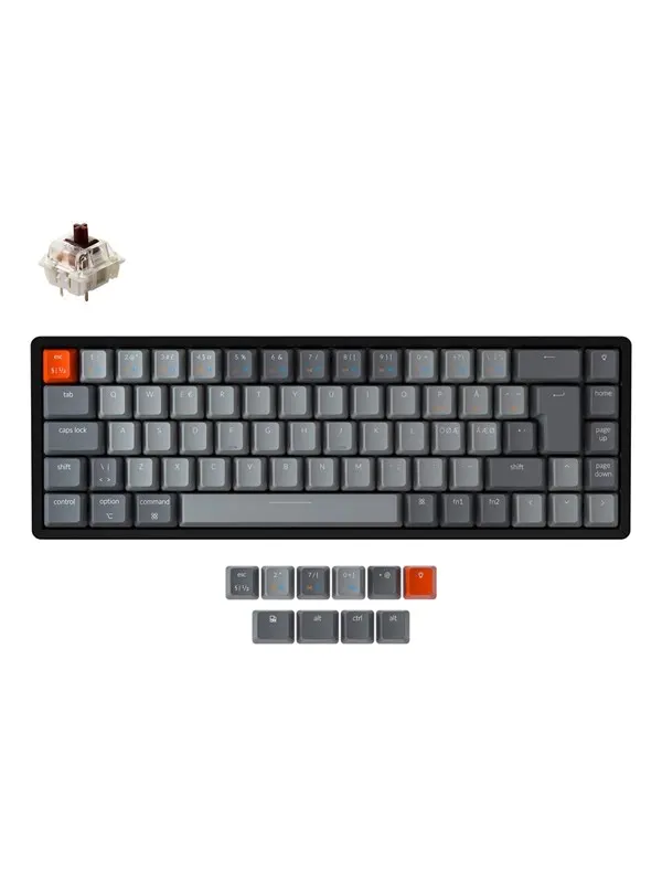 Keychron K6 RGB Aluminium Wireless Hot Swap Gateron Brown - Gaming Keyboard - Utan numpad - Nordisk - Svart