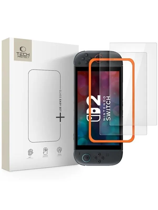 Tech-Protect Easy Set+ 2-pack Tempered Glass for Nintendo Switch 2 - Clear