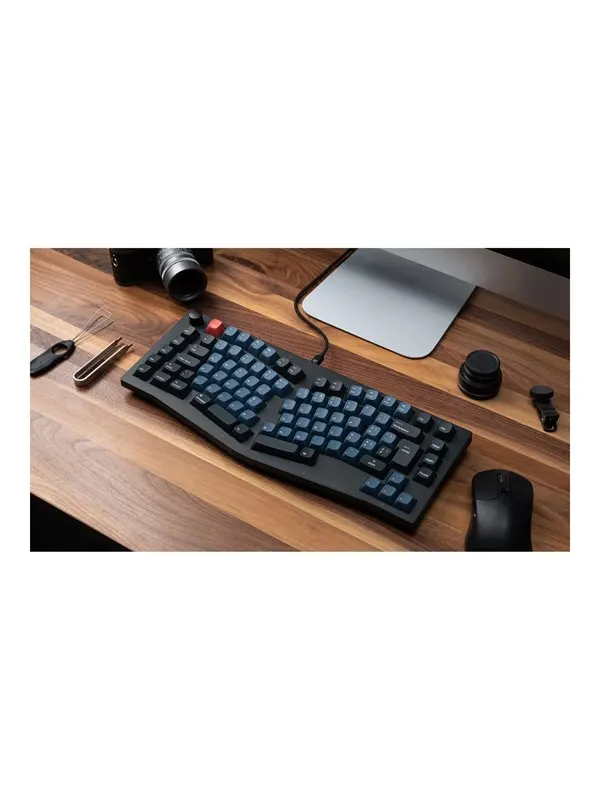 Keychron V10 - keyboard - QMK custom alice layout fully assembled knob mechanical - 75% - QWERTY - Nordic - frosted black Input Device - Tangentbord - Nordisk - Blå