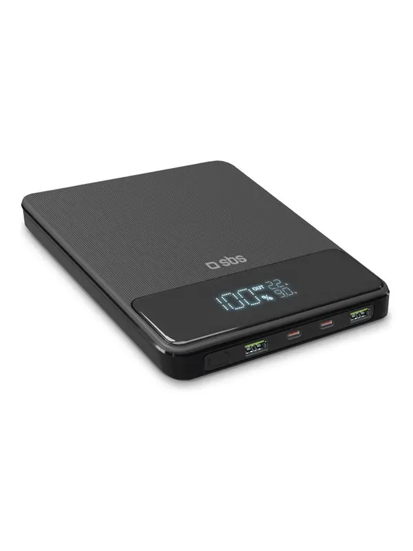 SBS Ultraslimmad powerbank, 20.000 mAH, 100 watt - Svart - 20000 mAh