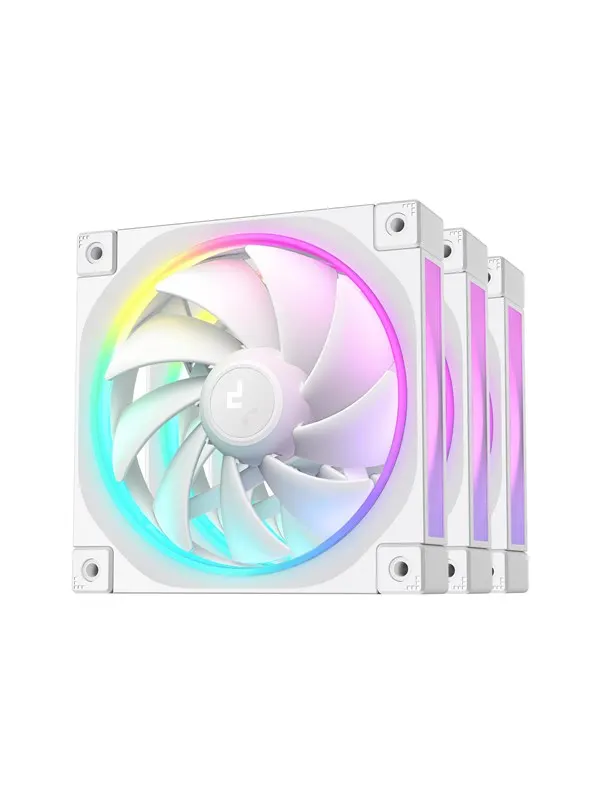 DeepCool FL12 3in1 White (3-Pack) - Chassi fläkt - 120mm - Vit med RGB-ljus - 32 dBA
