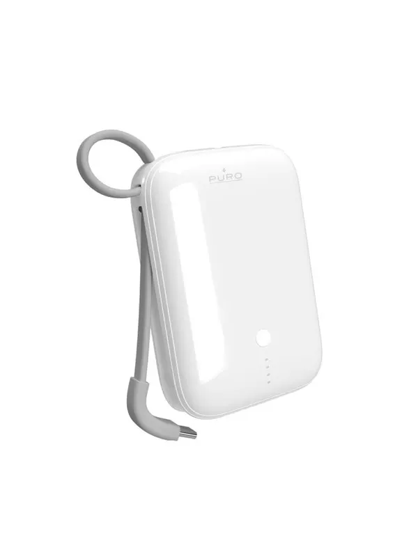 Puro Power Link 10 Plus 10000 mAh powerbank with built-in USB-C cable - white - 10000 mAh