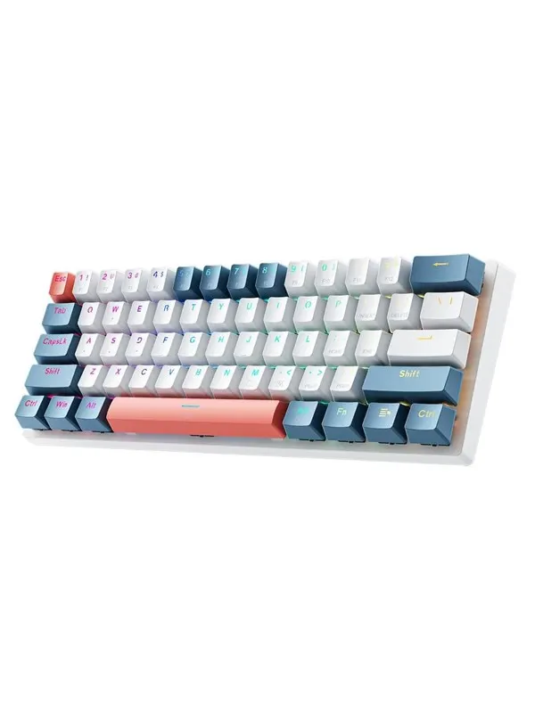 Machenike K500-B61 Gaming Keyboard Wired Mechanical Backlit Red Switch - White &amp; Blue - Blå