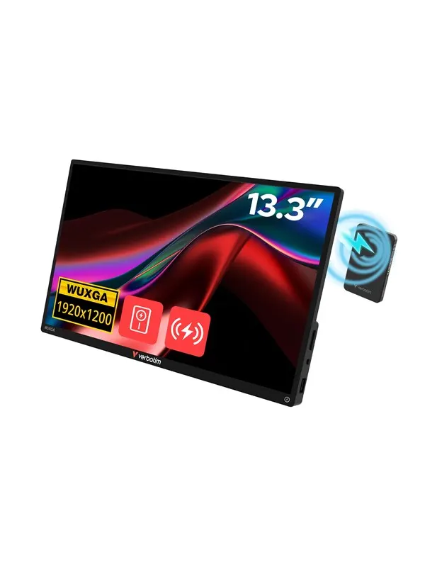 13" Verbatim Portable Touchscreen Monitor 13.3" WUXGA Resolution & Wireless Power Supply