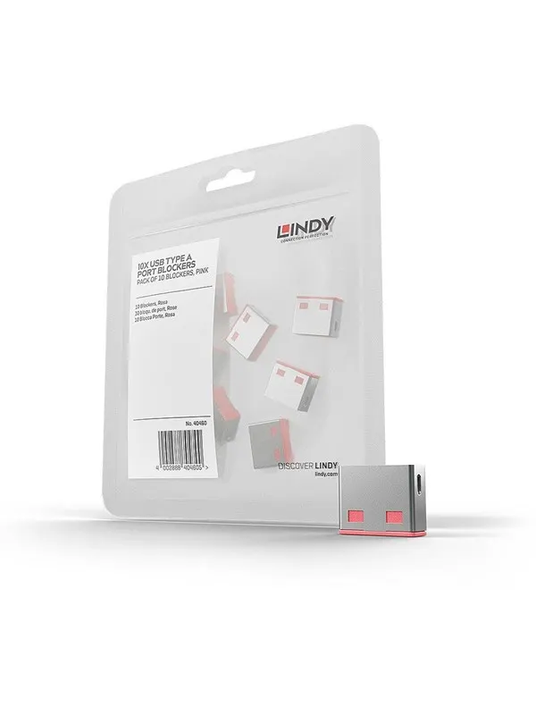 Lindy USB A Port Blockers Pink (10-Pack)