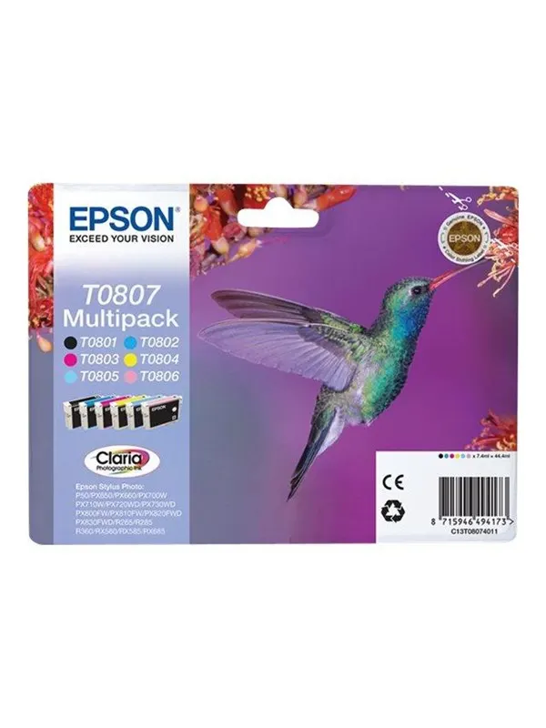 Epson T0807 Multipack (Black/Yellow/Cyan/Magenta/Light Magenta/Light Cyan)