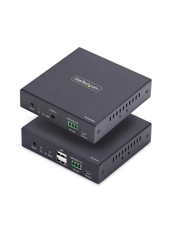 StarTech.com HDMI KVM Extender Over IP Network 4K 60Hz Driverless HDMI and USB Over Ethernet/CAT6 AVoIP Transmitter and Receiver Kit Includes Mounting Kits