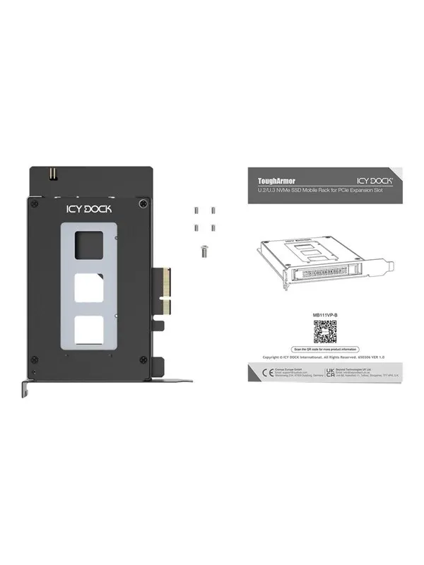 Icy dock ToughArmor MB111VP-B - storage mobile rack - U.2 / U.3 SSD mobile rack - NVMe - PCIe 4.0 x4