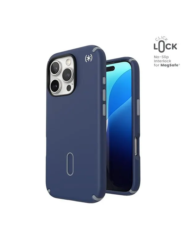 Speck Presidio2 Pro ClickLock &amp; MagSafe - iPhone 16 Pro Case - Coastal Blue / Dust Gray / White