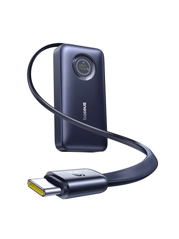 Baseus EnerCore CR11 10000mAh 45W Power Bank with Retractable USB-C Cable - Black - 10000 mAh