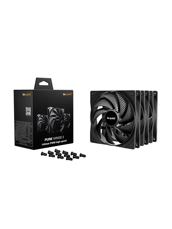 be quiet! PURE WINGS 3 HS 140 (3-pack) - Chassi fläkt - 140mm - Svart - 30 dBA