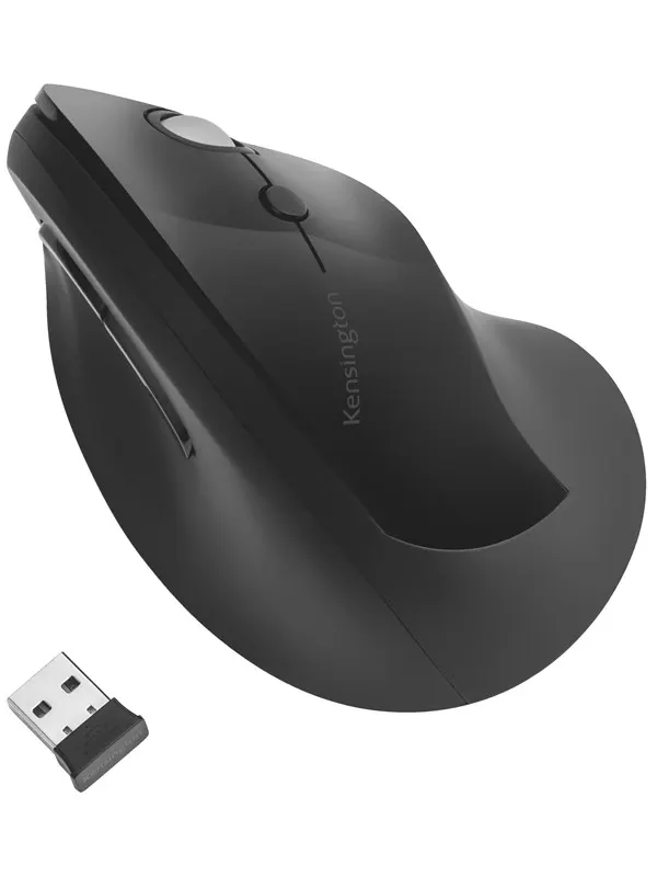 Kensington Pro Fit™ Vertikal trådlös mus i svart - Mouse - 6 knappar - Svart