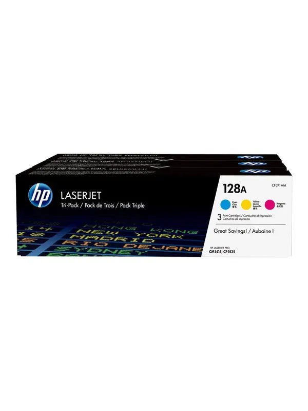 HP 128A / CF371AM 3-Pack (Yellow Cyan Magenta) Toner