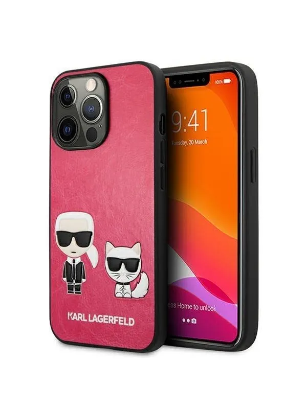Karl Lagerfeld Ikonik Karl&amp;Choupette Case for iPhone 13 Pro / iPhone 13 - Fuchsia