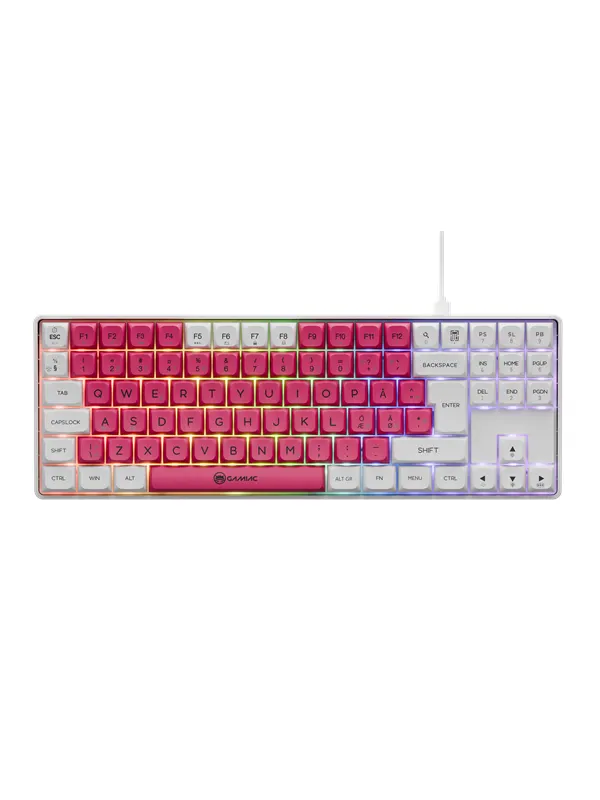 AeroCool Gamiac TKL90G - White/Red - TKL - Kailh Blue