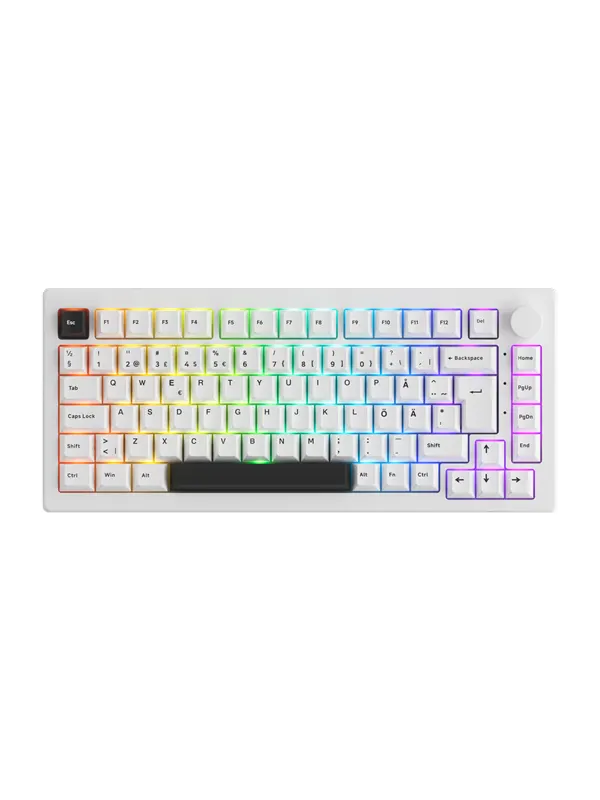 Akkogear 5075B Plus-S - Black&White - Akko Rosewood - Gaming Keyboard - Utan numpad - Universal - Vit