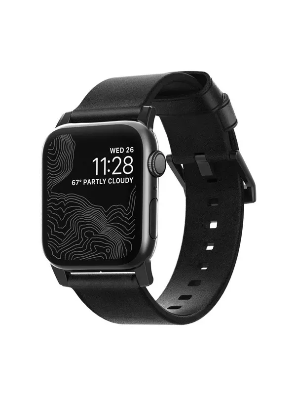 Nomad - Modern Band - 44mm/42mm | Black Hardware | Black Leather
