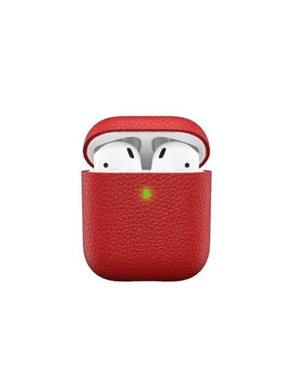 KeyBudz PodSkinz Artisan Series Leather Case - Handcrafted Leather Case for your Airpods - Red