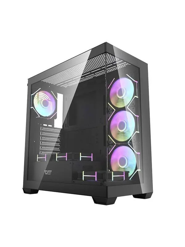 Darkflash DS900 computer case (black) + 7 ARGB fans - Chassi - Miditower - Svart