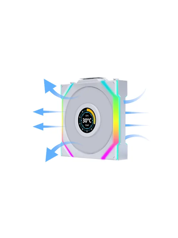 Lian Li UNI FAN SL Wireless LCD Reverse White - Chassi fläkt - 120mm - Vit med RGB-ljus - 31 dBA