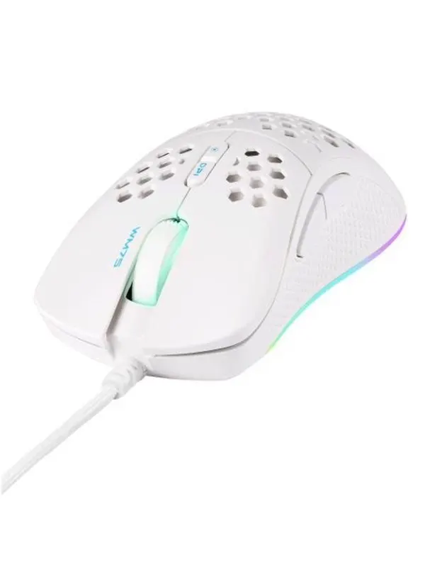 Deltaco GAMING WM75 Ultralight Wired - Gamingmus - 7 knappar - Vit med RGB ljus