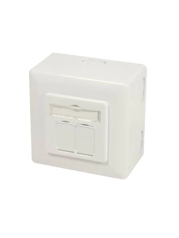 LogiLink NP0124 Cat.6A wall outlet 2 x RJ45 shielded with backbox pure white