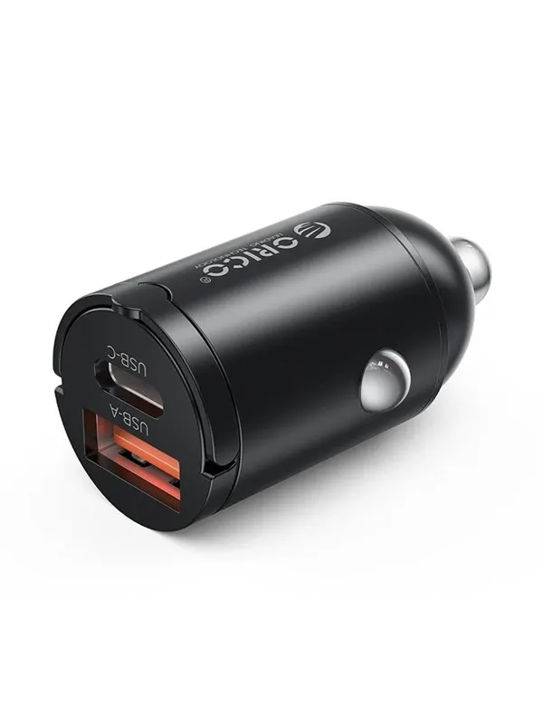 ORICO MiniRing 30W USB-A + USB-C Car Charger - Black
