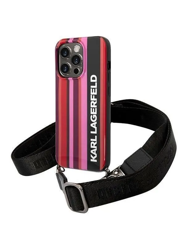 Karl Lagerfeld KLHCP14XSTSTP iPhone 14 Pro Max 6.7 "hardcase pink / pink Color Stripes Strap