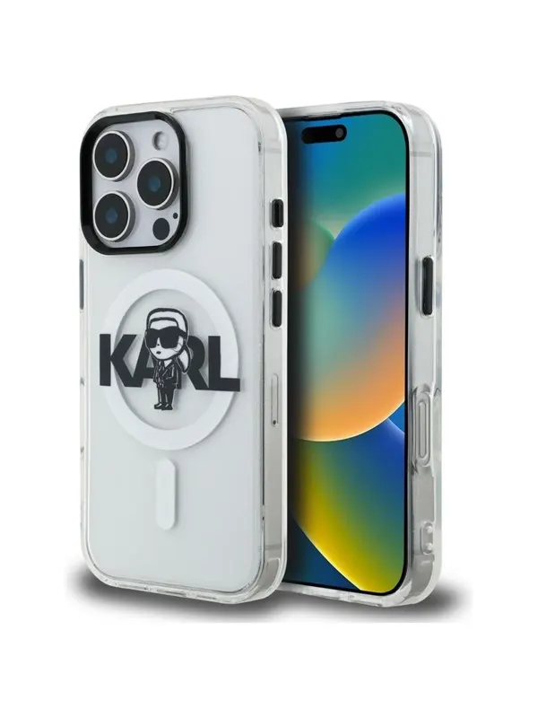 Karl Lagerfeld IML Karl Sketch Logo MagSafe Case for iPhone 16 Pro - Clear