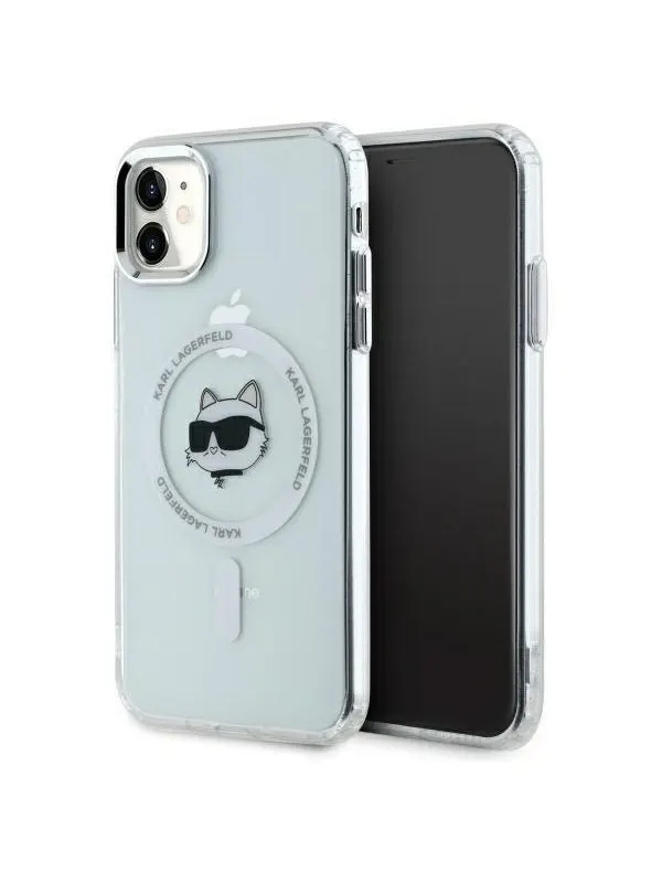 Karl Lagerfeld IML Metal Choupette Head MagSafe iPhone 11 Case - White
