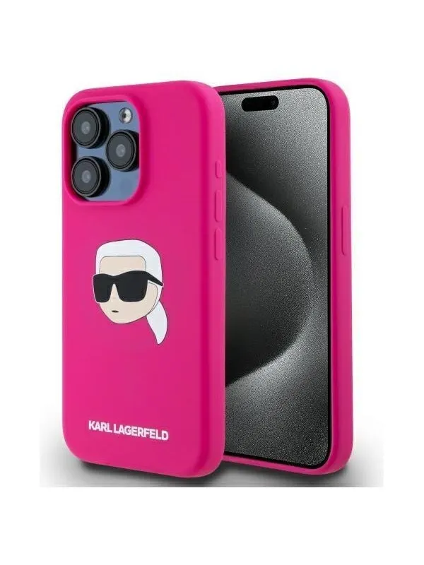 Karl Lagerfeld KLHMP15LSKHPPPLF iPhone 15 Pro 6.1" fuchsia/fuschia hardcase Silicone Karl Head Print MagSafe
