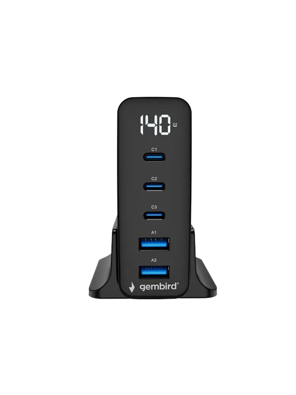 Gembird 5-port 140 W GaN USB fast charger
