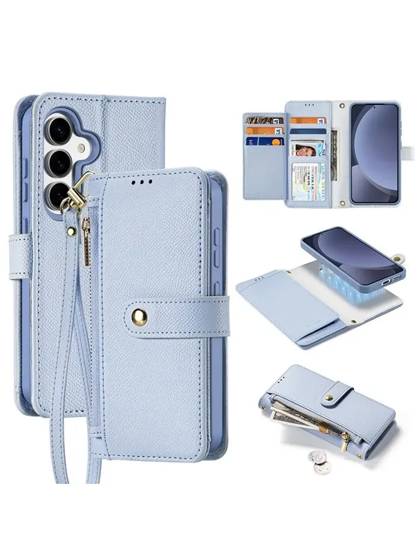 Dux Ducis Lava Leather Case for Samsung Galaxy S25+ with Detachable Magnetic Wallet - Blue