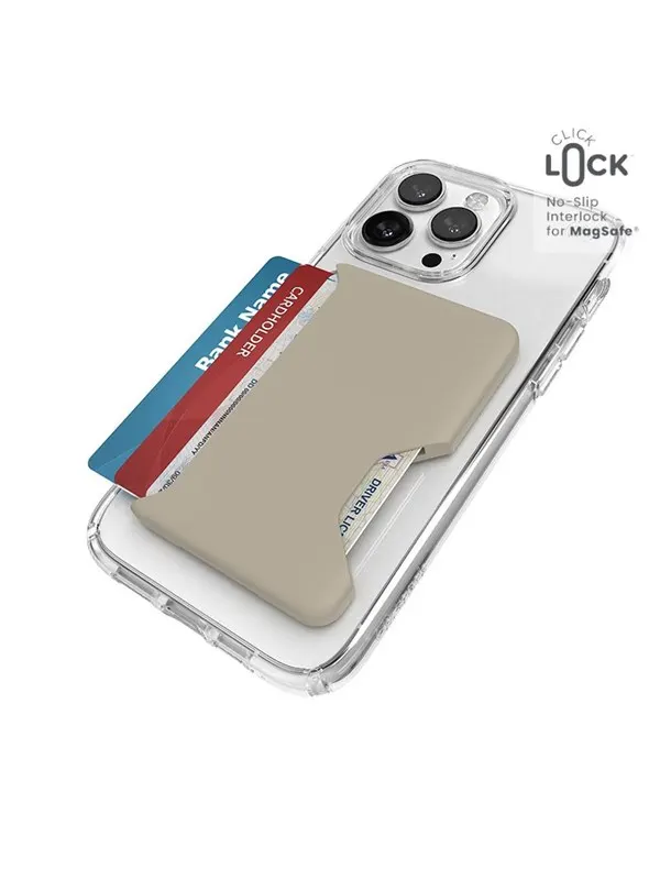 Speck ClickLock Wallet For MagSafe - Magnetic MagSafe Wallet - Pale Oak